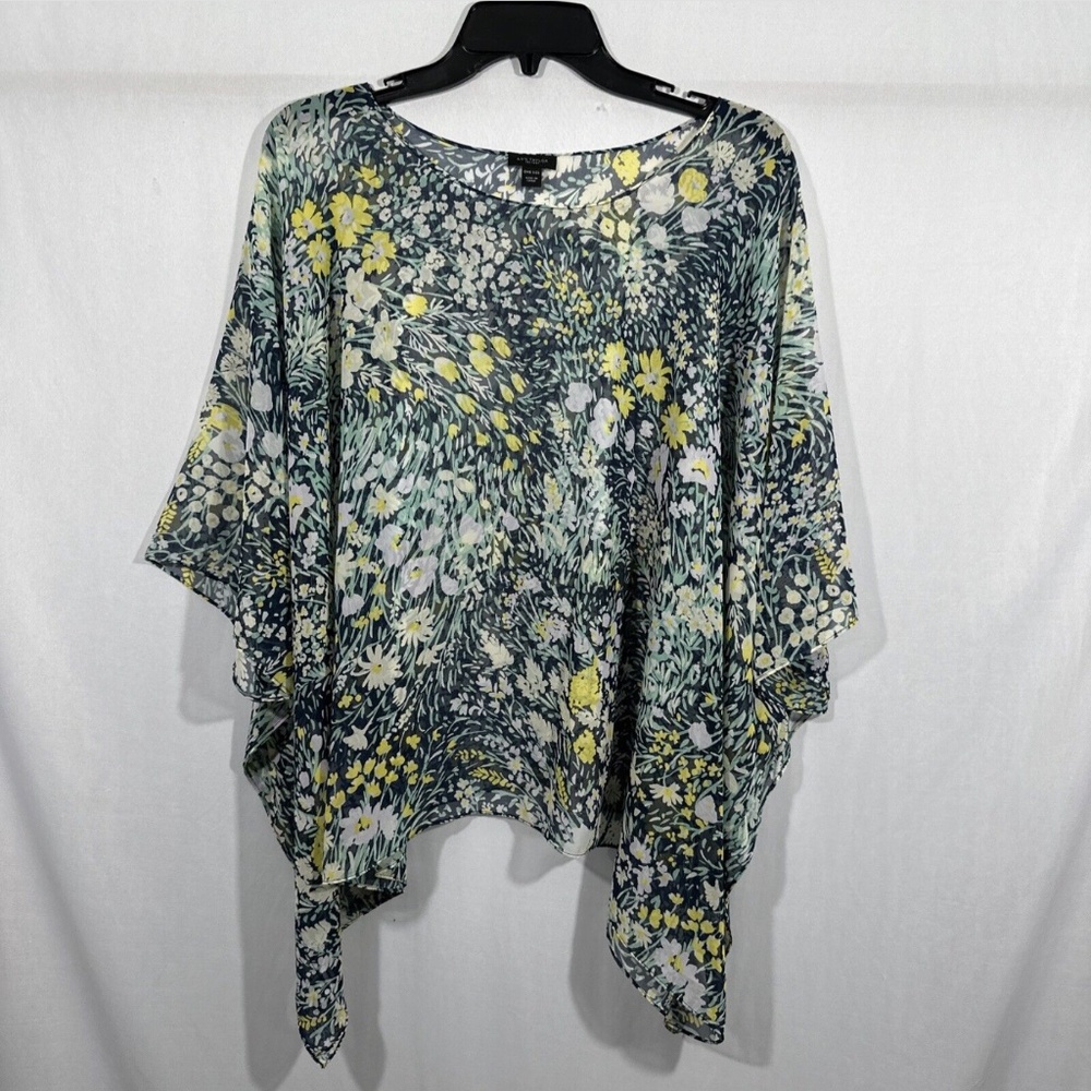 Ann Taylor Factory [ O/S One Size ] Overlay Abstract Print Poncho Blouse‎